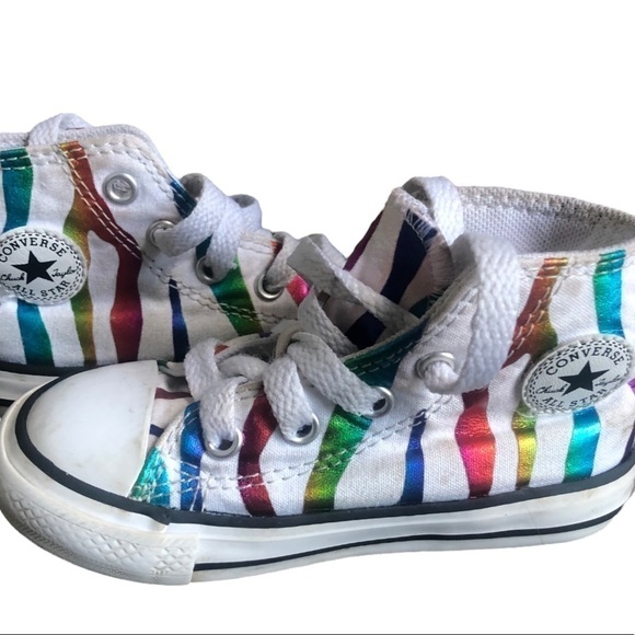 Converse Chuck Taylor All Star Hi Zebra Sneaker - infant 6 White/Rainbow - Picture 1 of 7